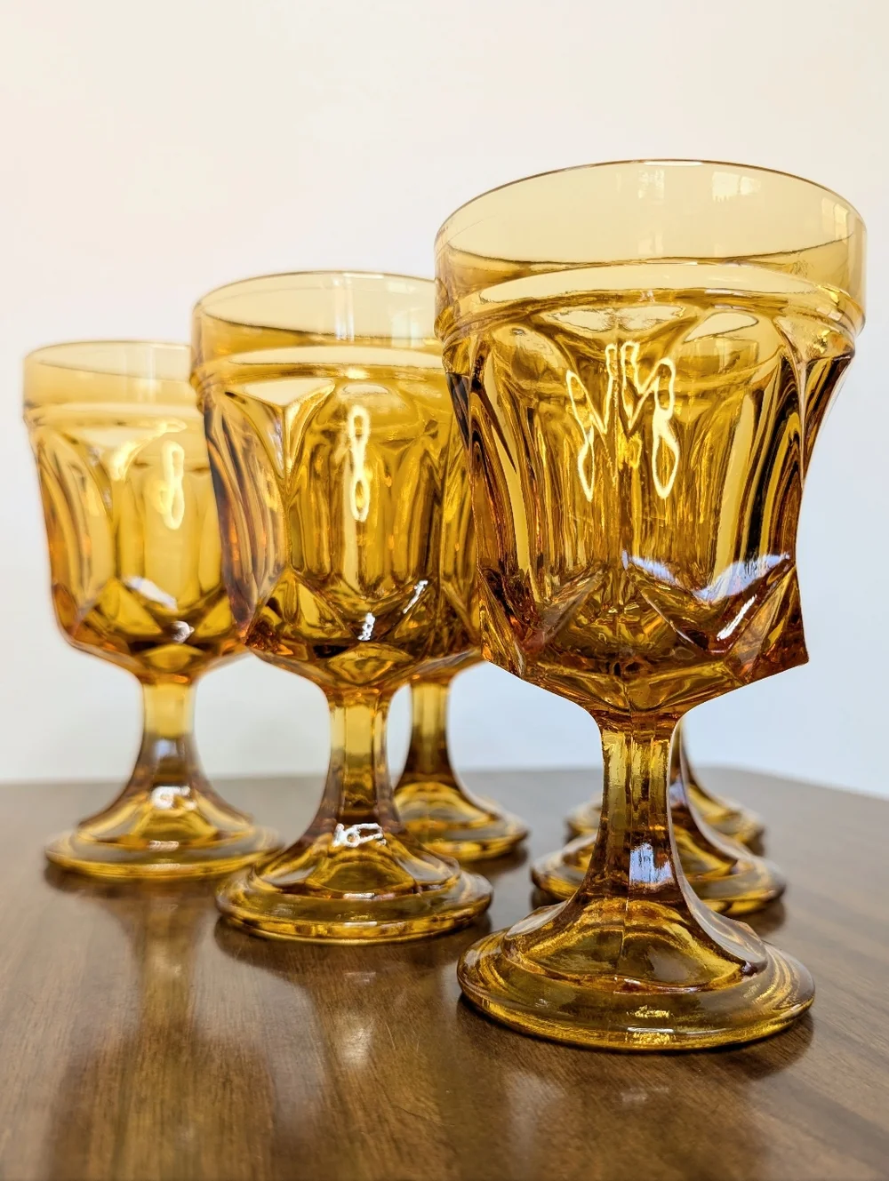 70s Honey Amber Fairfield Pattern By Anchor Hocking On The Rocks Goblet Set Of 6